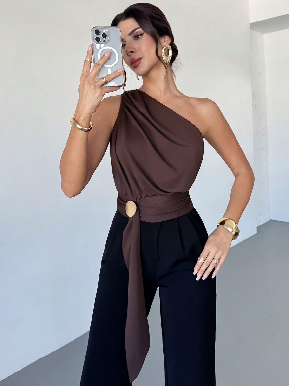 Blusa Marron con Hebilla
